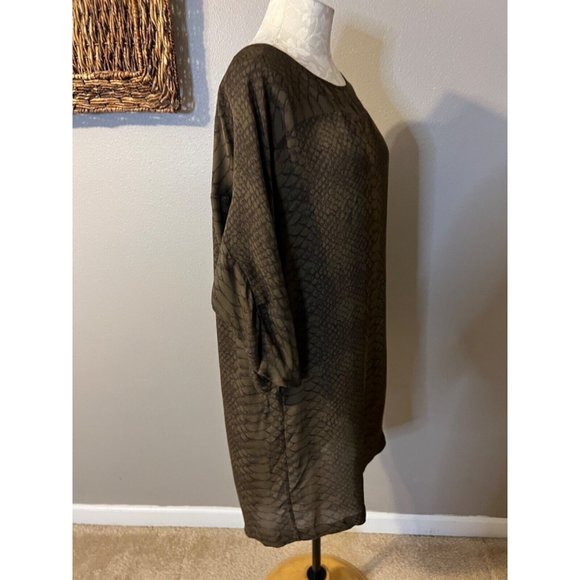 Joie Silk Dress M Medium Olive Green Black Snake Print - Picture 5 of 9